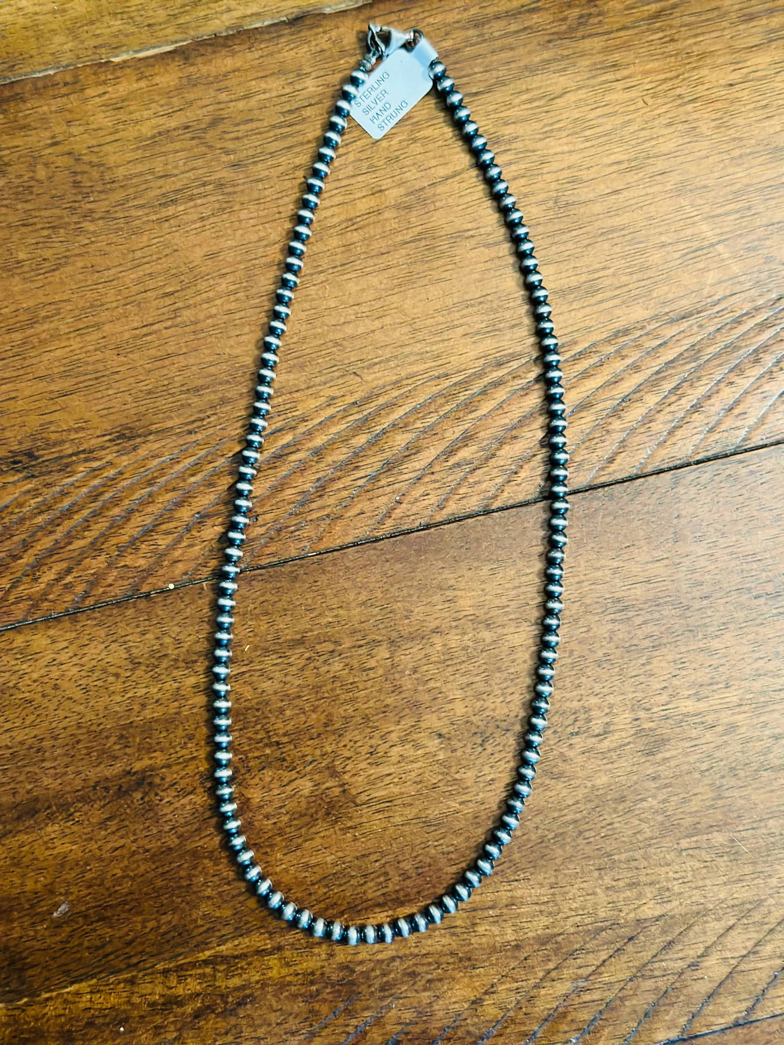 106-Authentic 18" Sterling Silver 4MM Bead Necklace