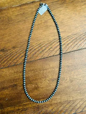 106-Authentic 18" Sterling Silver 4MM Bead Necklace