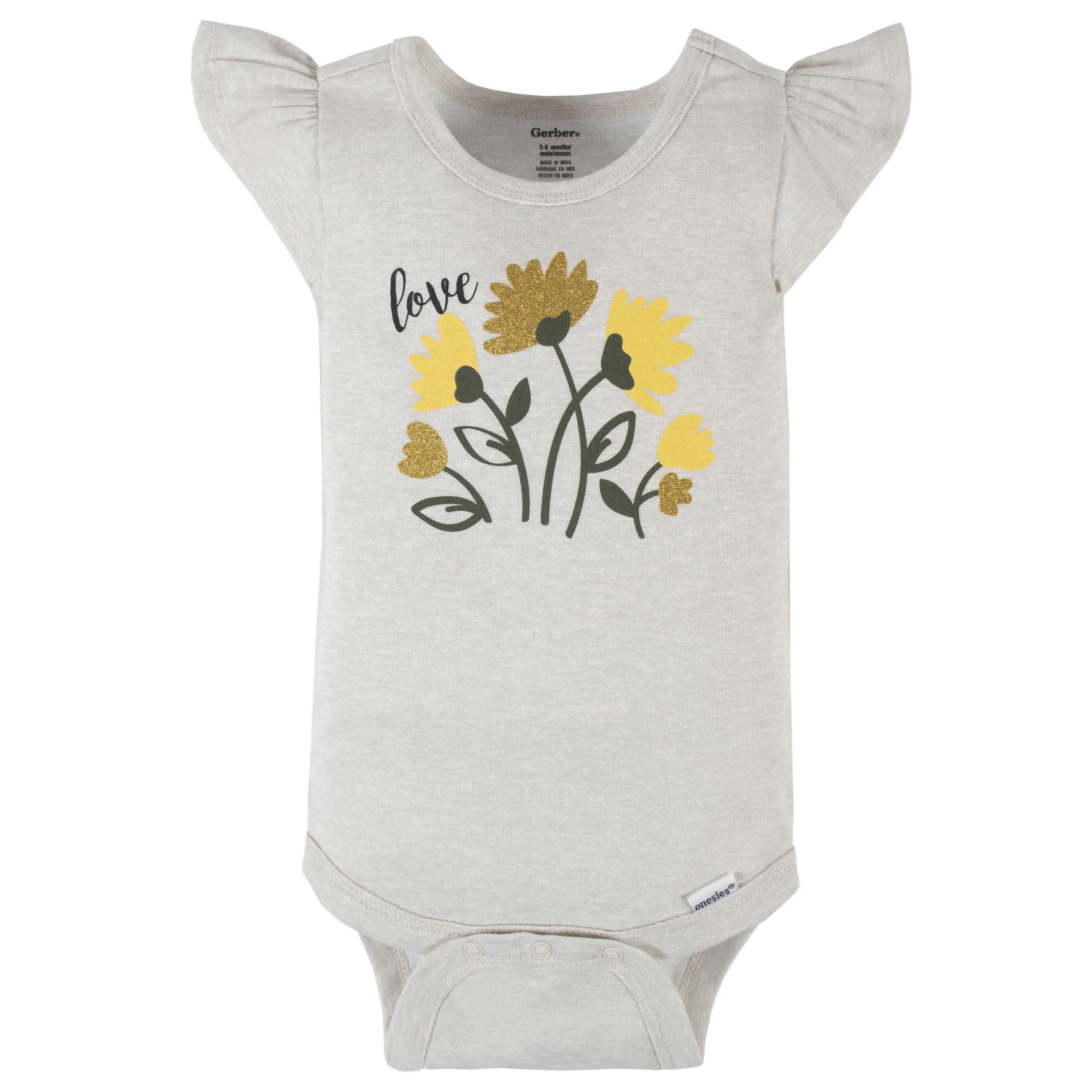 4-Pack Baby Girls Yellow Garden Short Sleeve Onesies® Bodysuits