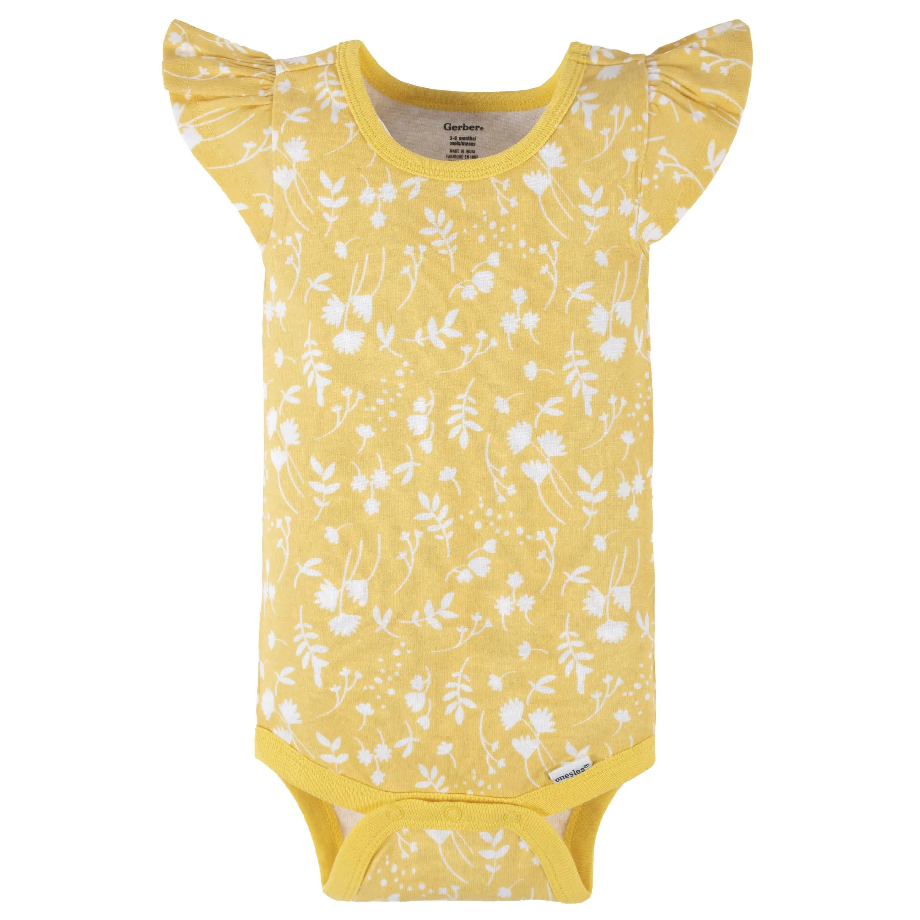 4-Pack Baby Girls Yellow Garden Short Sleeve Onesies® Bodysuits