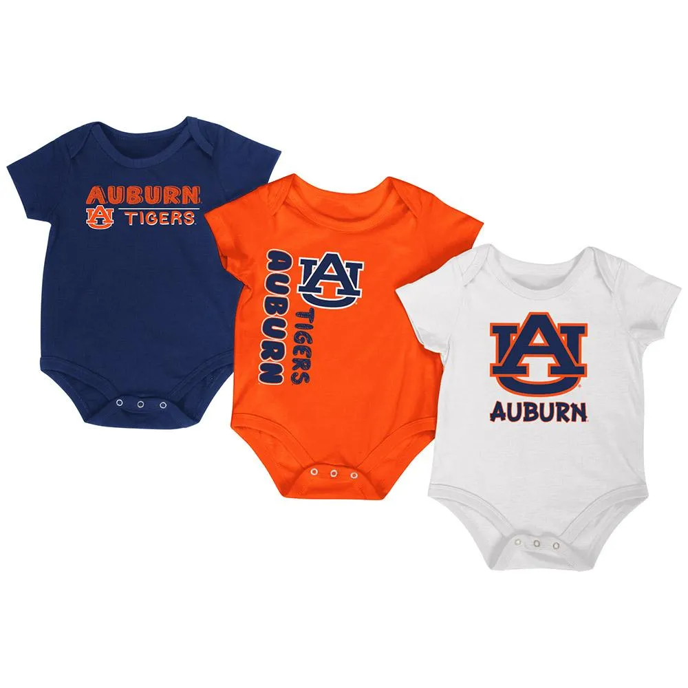 Auburn Tigers Colosseum Navy Orange White Infant One Piece Outfits - 3 Pack