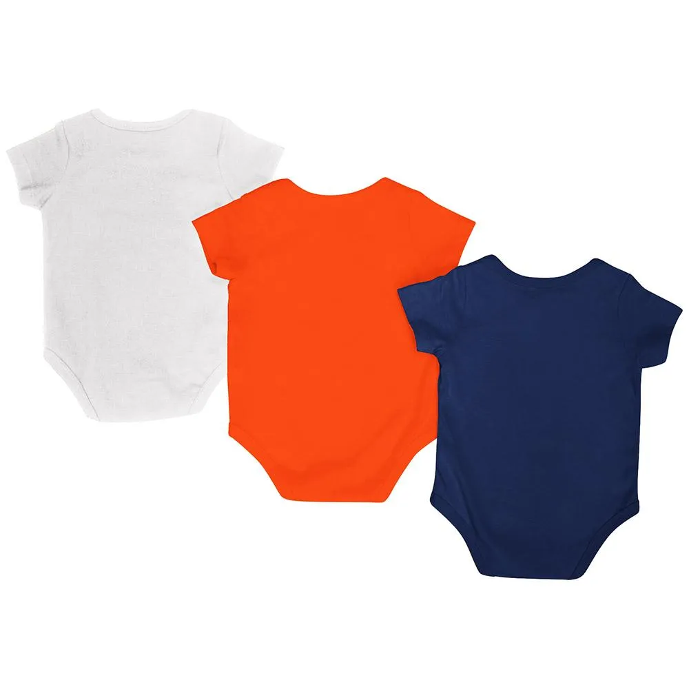 Auburn Tigers Colosseum Navy Orange White Infant One Piece Outfits - 3 Pack