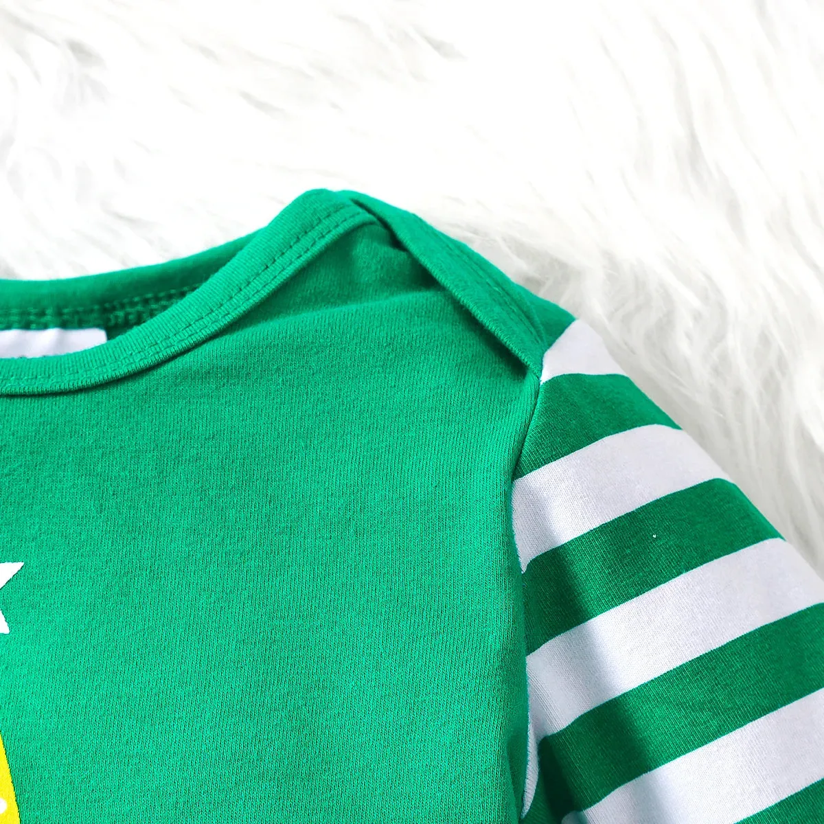Baby Boys And Girls Christmas Day Style Monogram Print Panels Striped Long Sleeve Climbing Suit 0-18 Months Spring Autumn