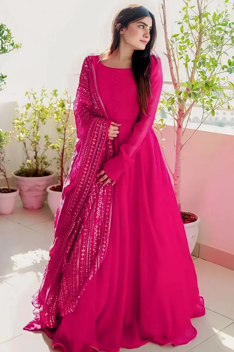 Beautiful Pink Gown For Raksha Bandhan