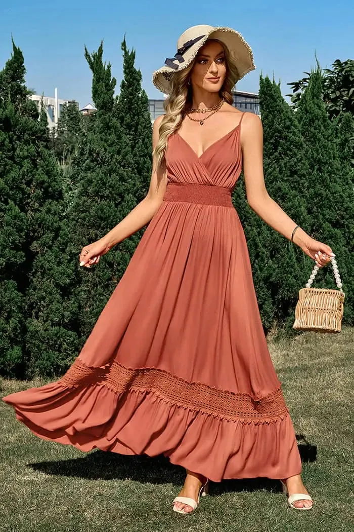 Brown Sleeveless Maxi Dress