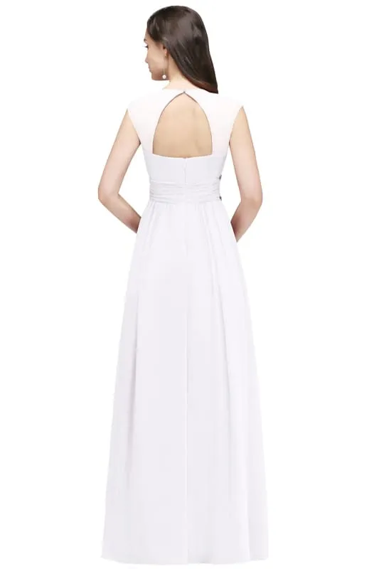 Charming V-Neck Aline Evening Dress with Chains Sleeveless Empire Chiffon Bridesmaid Dress