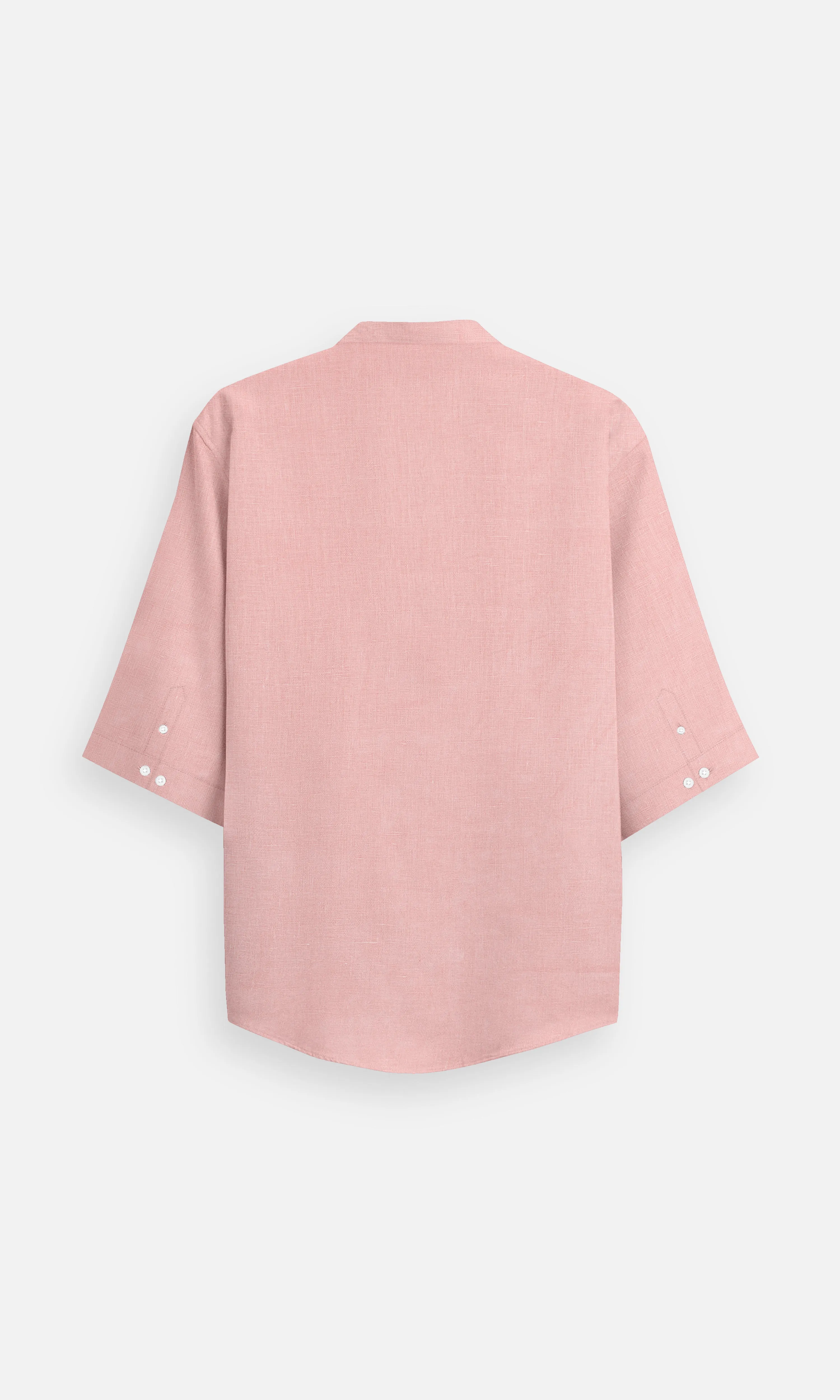 Classic Rose Pink Colour Pure Linen Kurta Style Shirt - AddysForMen