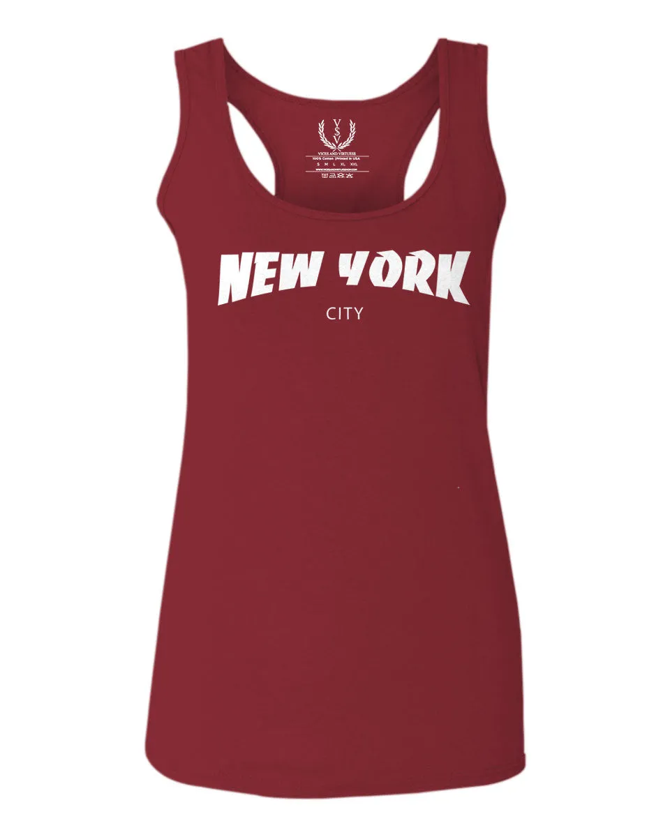 Cool Skateboarding New York City Fonts Good Vibe Graphic  women's Tank Top sleeveless Racerback