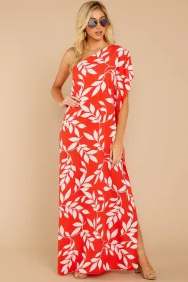 CORAL ORANGE ONE SHOULDER  MAXI DRESS