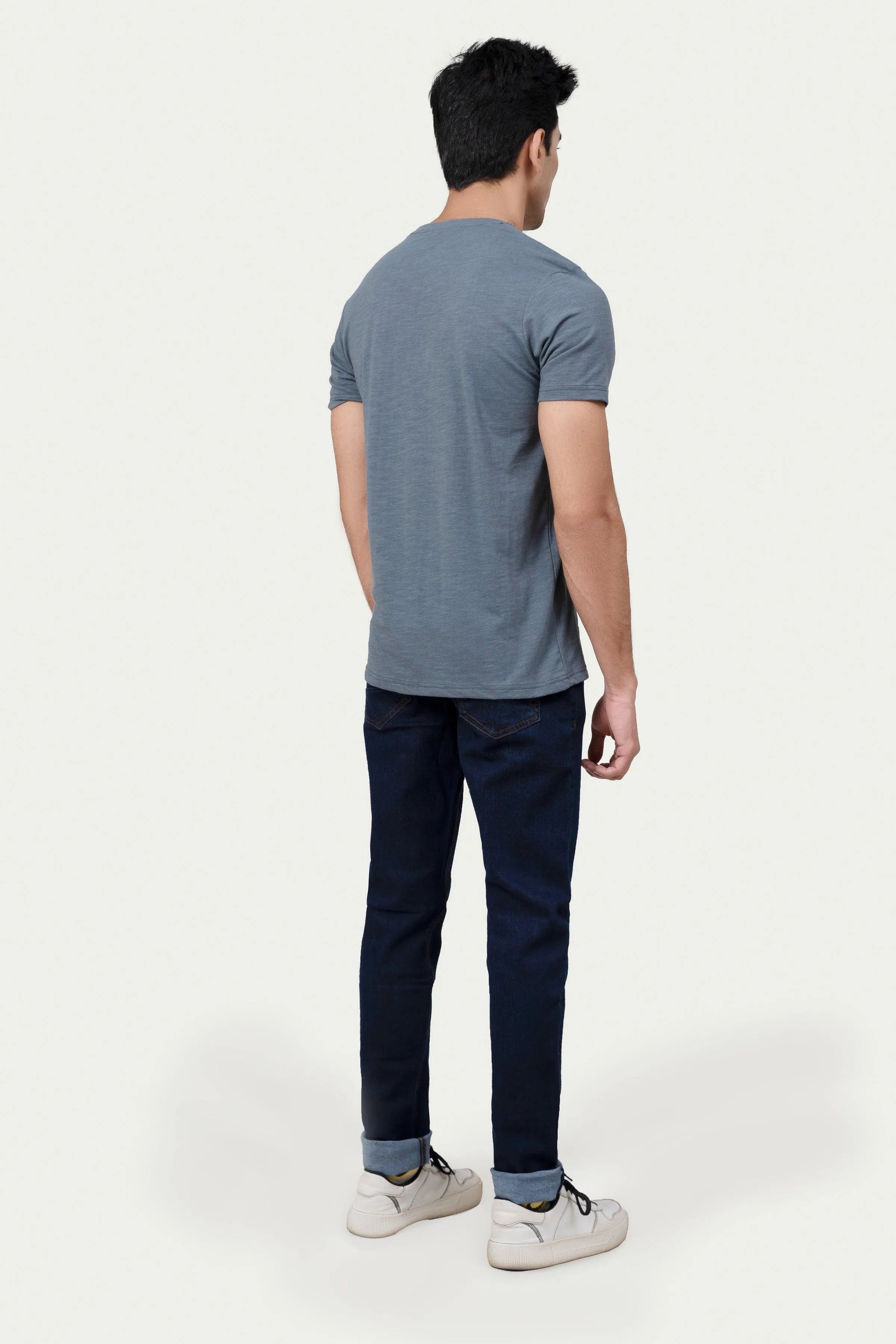 CUT & SEW PANEL T-SHIRT GREY