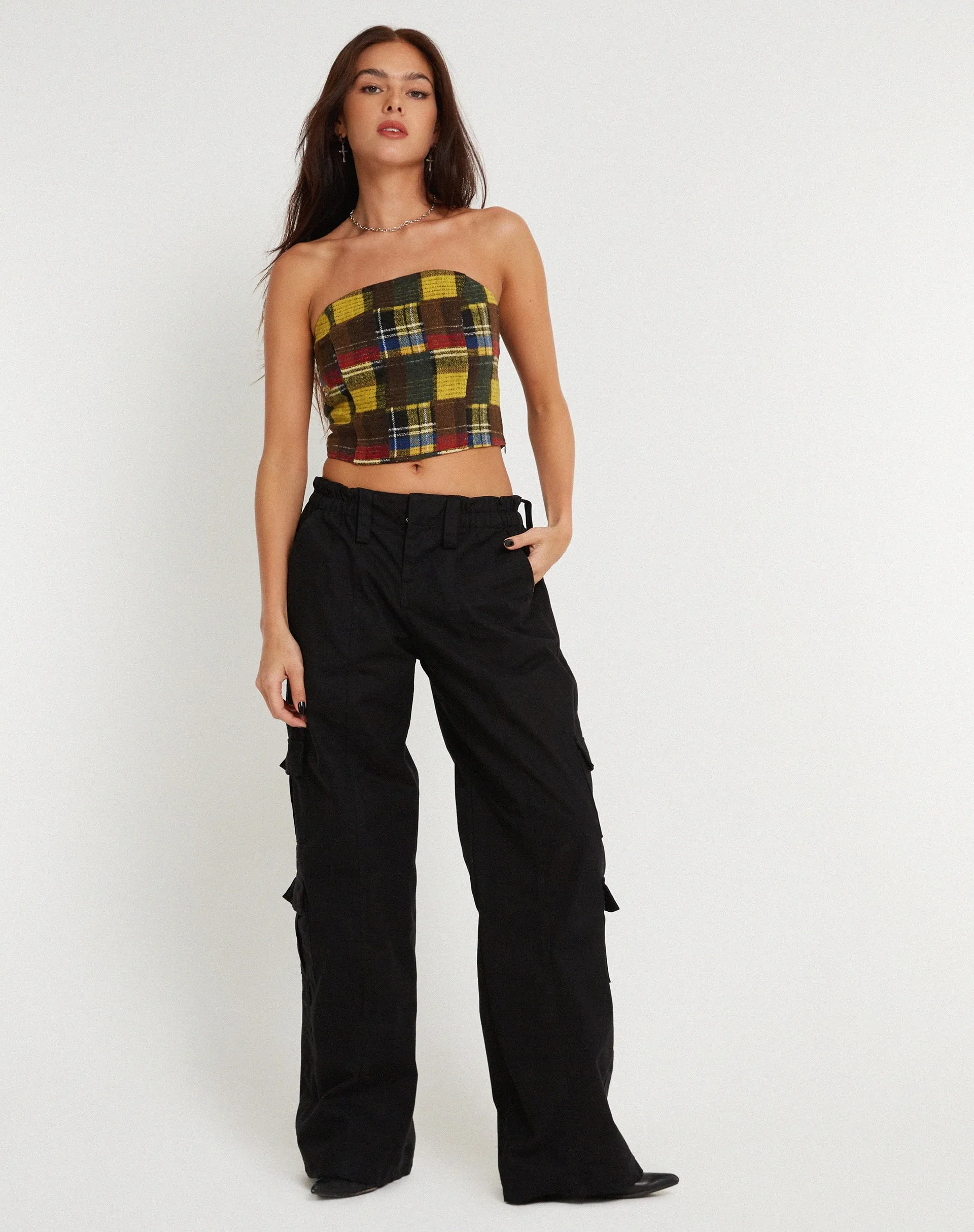 Delny Bandeau Top in Mix Tartans
