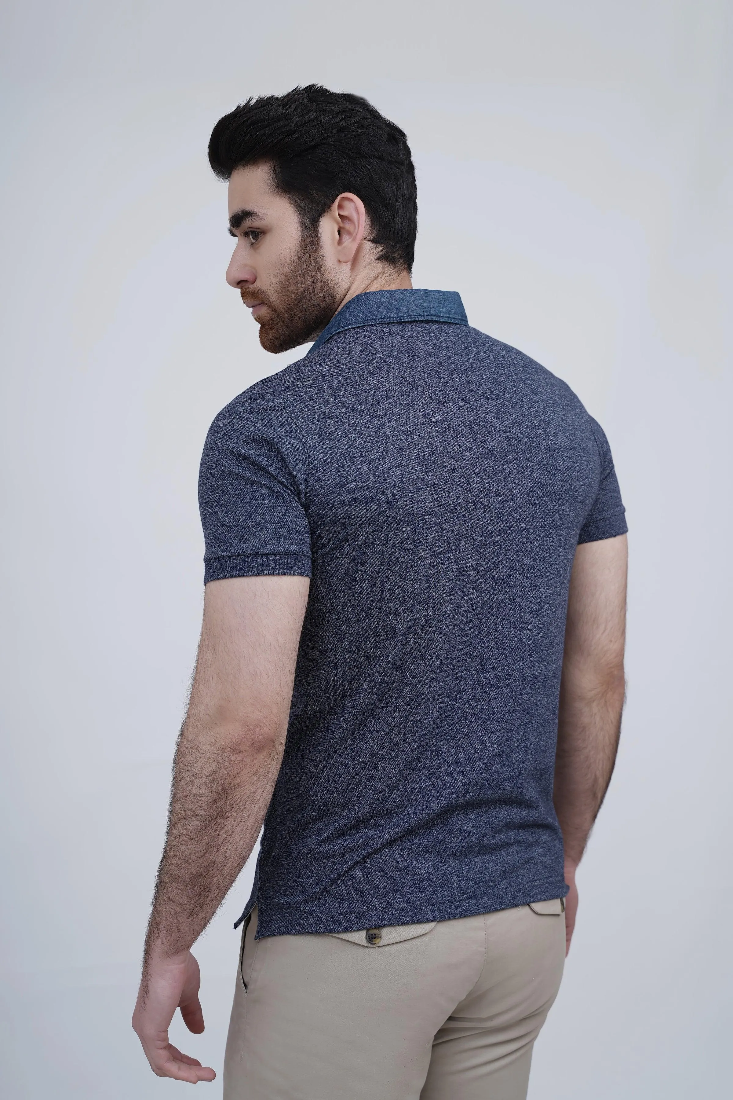DENIM COLLAR POLO NAVY