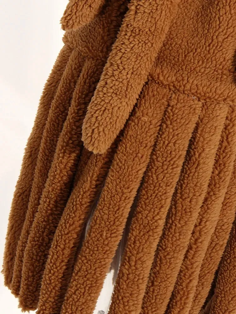 Faux fur long tassel outerwear coat