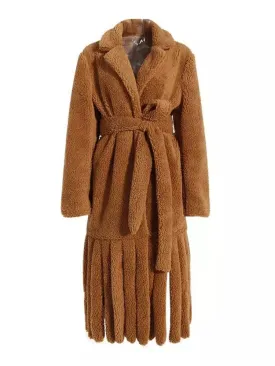 Faux fur long tassel outerwear coat