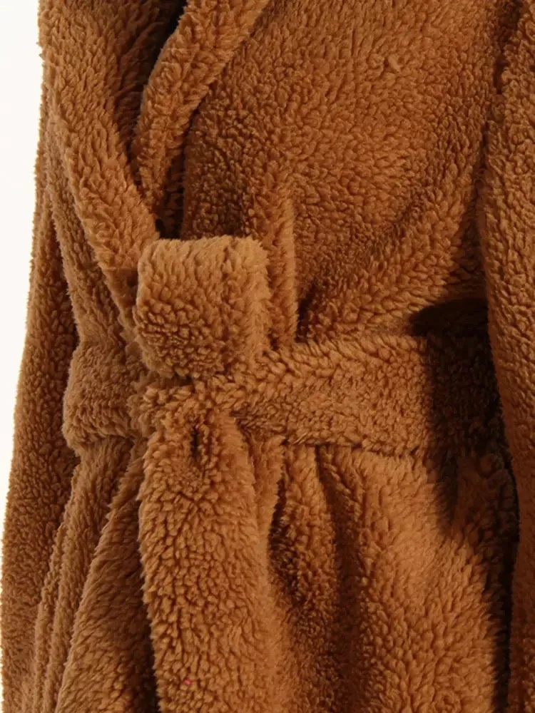 Faux fur long tassel outerwear coat