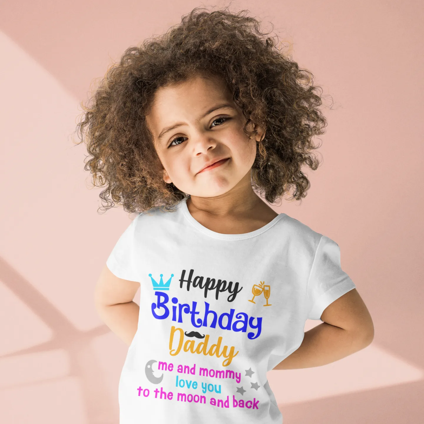 Happy Birthday Daddy - Love You to Moon & Back - White Tshirt