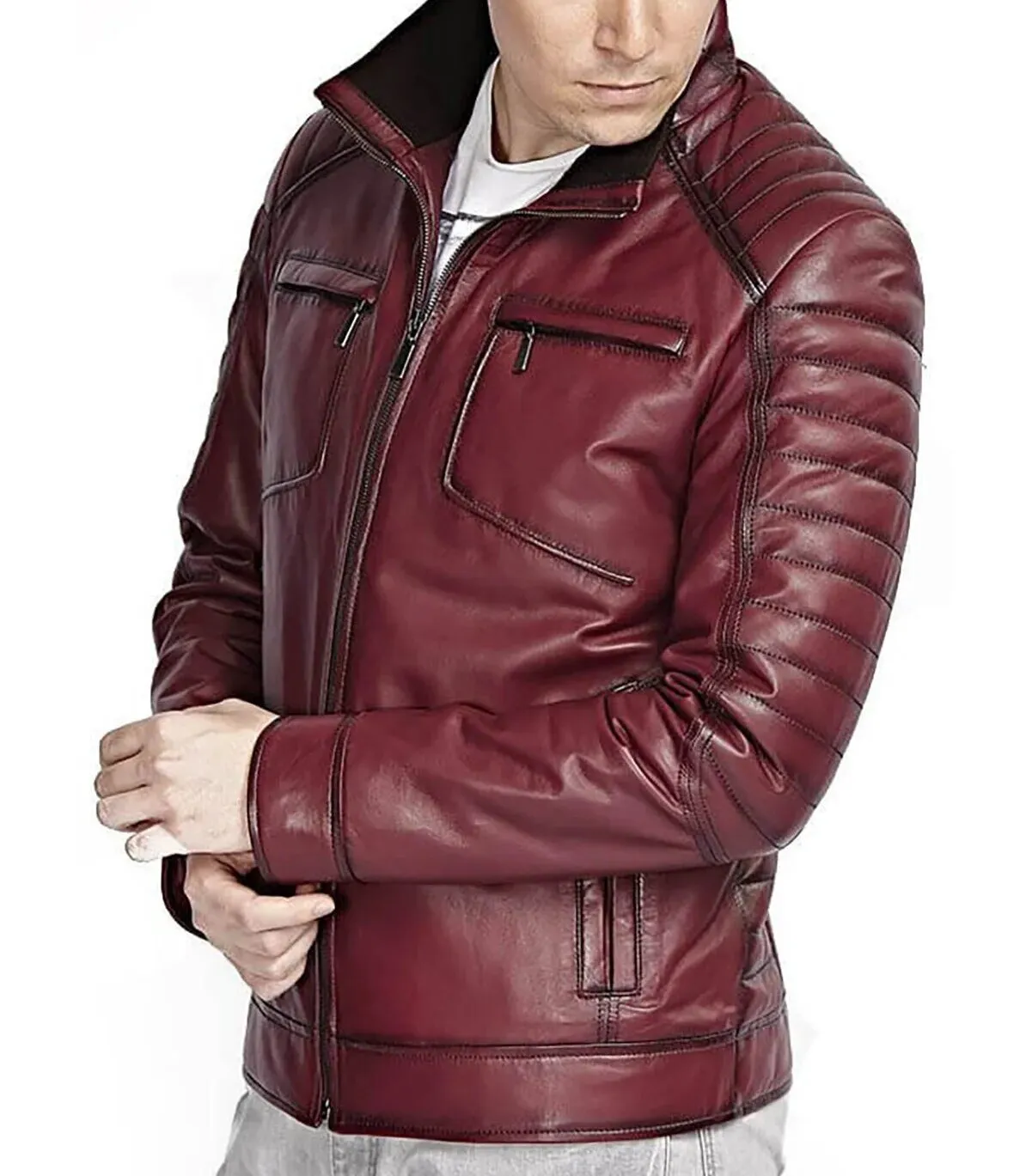 Mens Red Leather Jacket For Sale
