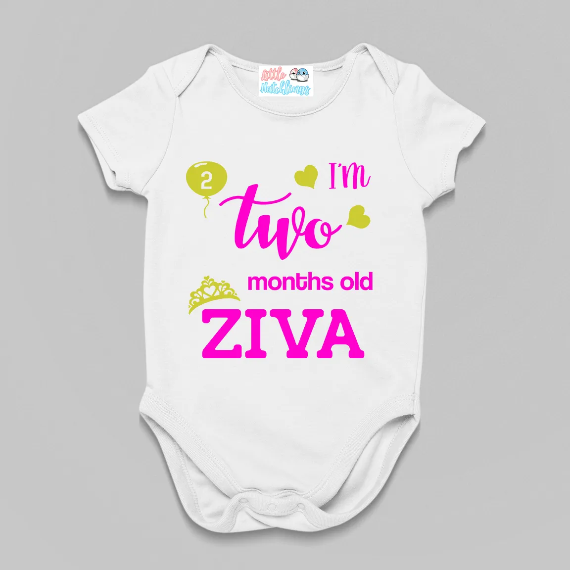 Monthly Birthday - Crown & Balloon - White Onesie