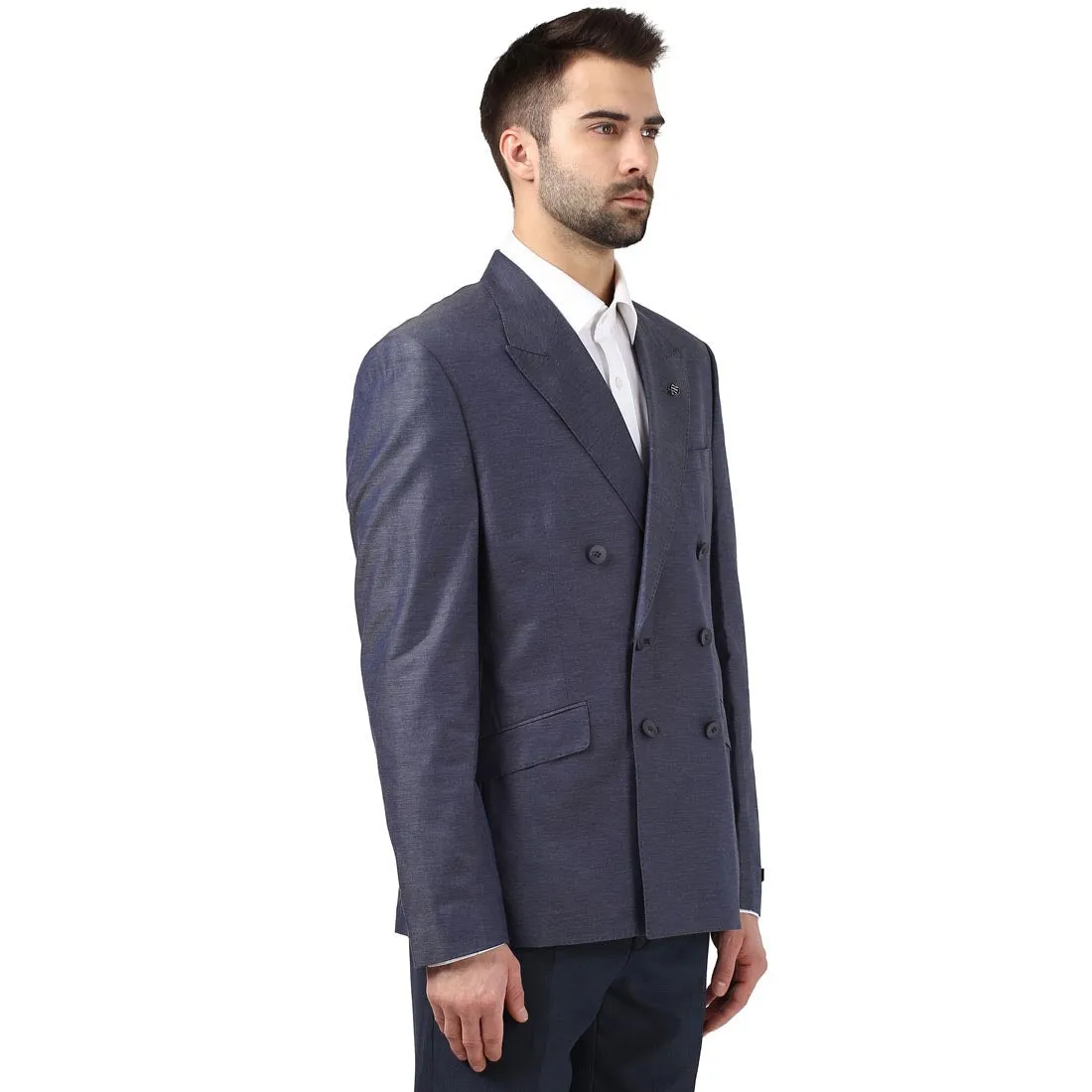 Raymond Men Blue Contemporary Fit Cotton Jackets