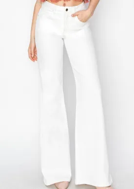 RISEN JEANS:  WHITE HIGH RISE WIDE LEG JEANS