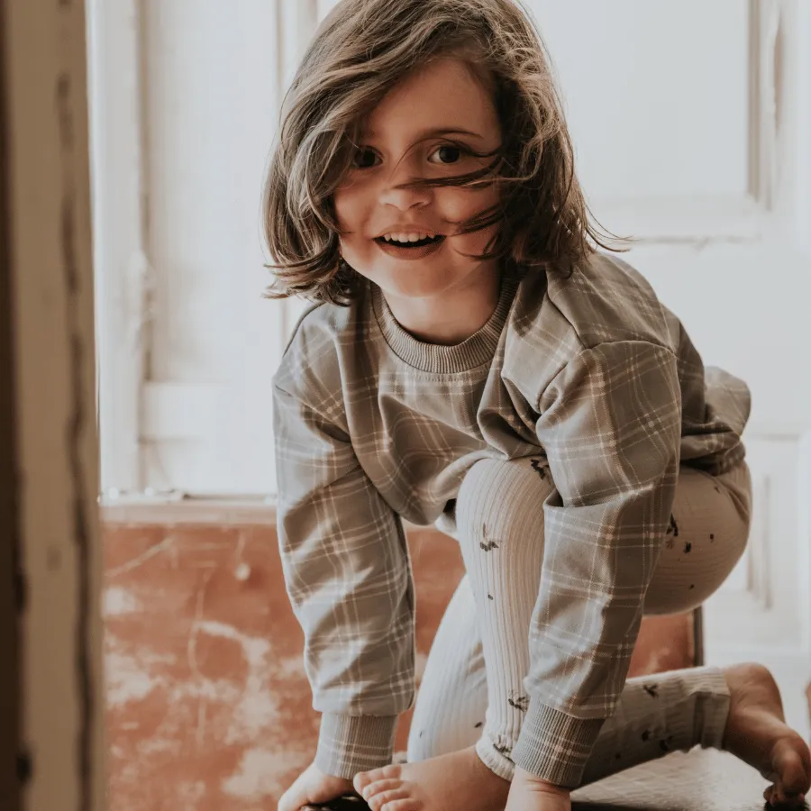 The Printed Sweatshirt - Taupe Check