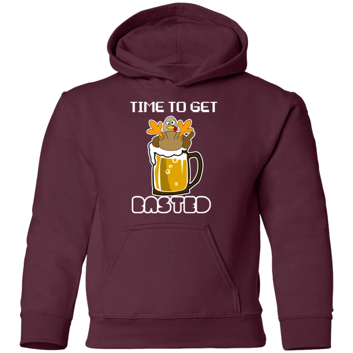 Time To Get Basted Thanksgiving Youth Pullover Hoodie