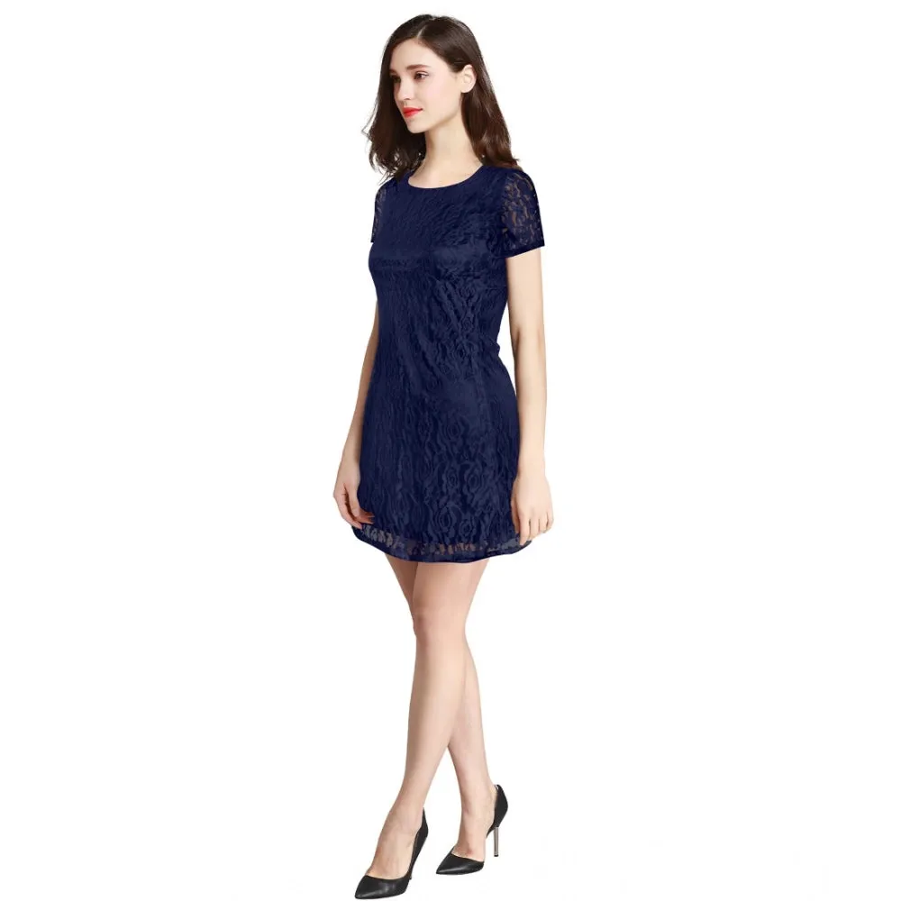 Urbane Women's Rasal Solid Round Neck Cap Sleeve Dress