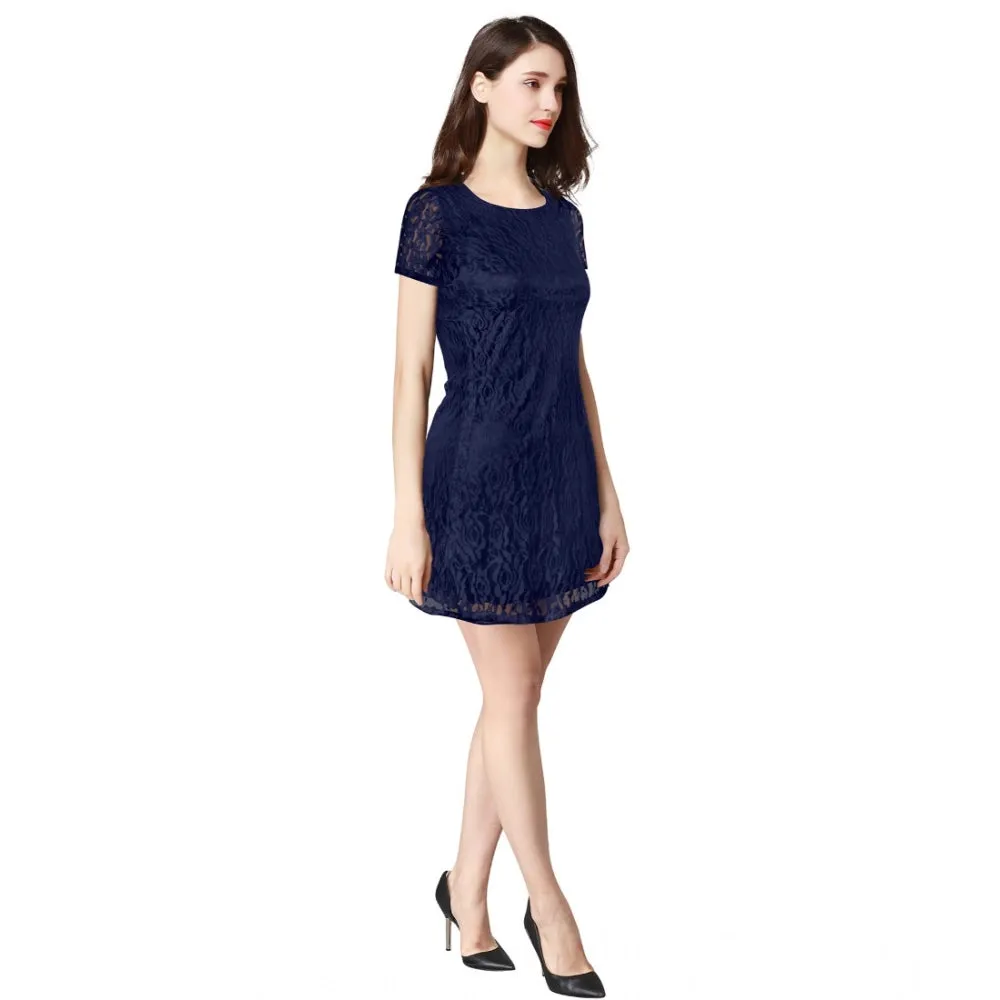 Urbane Women's Rasal Solid Round Neck Cap Sleeve Dress