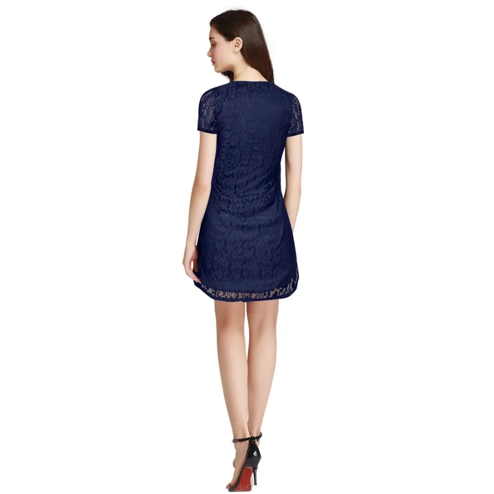 Urbane Women's Rasal Solid Round Neck Cap Sleeve Dress