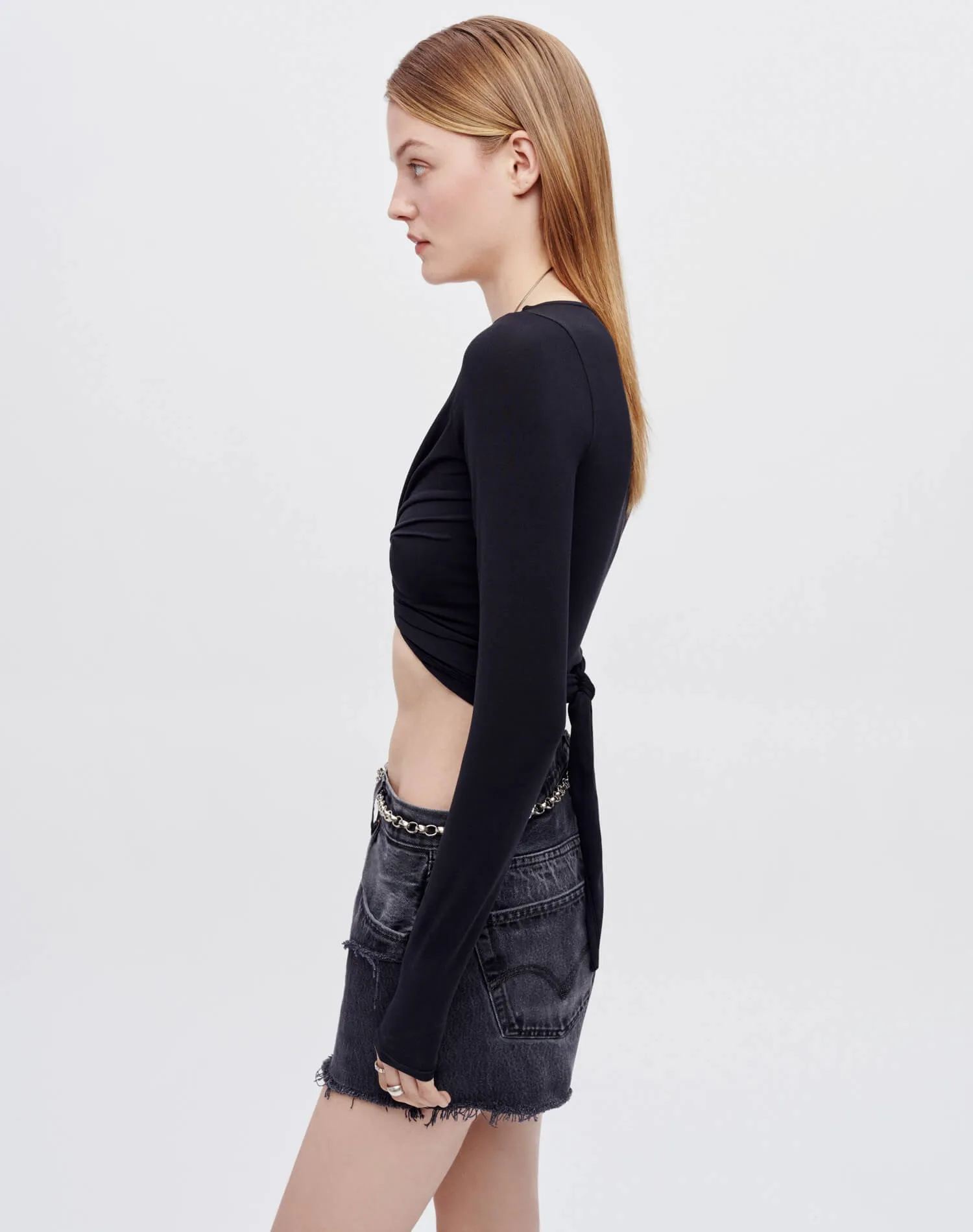Wrap Tie Top - Black